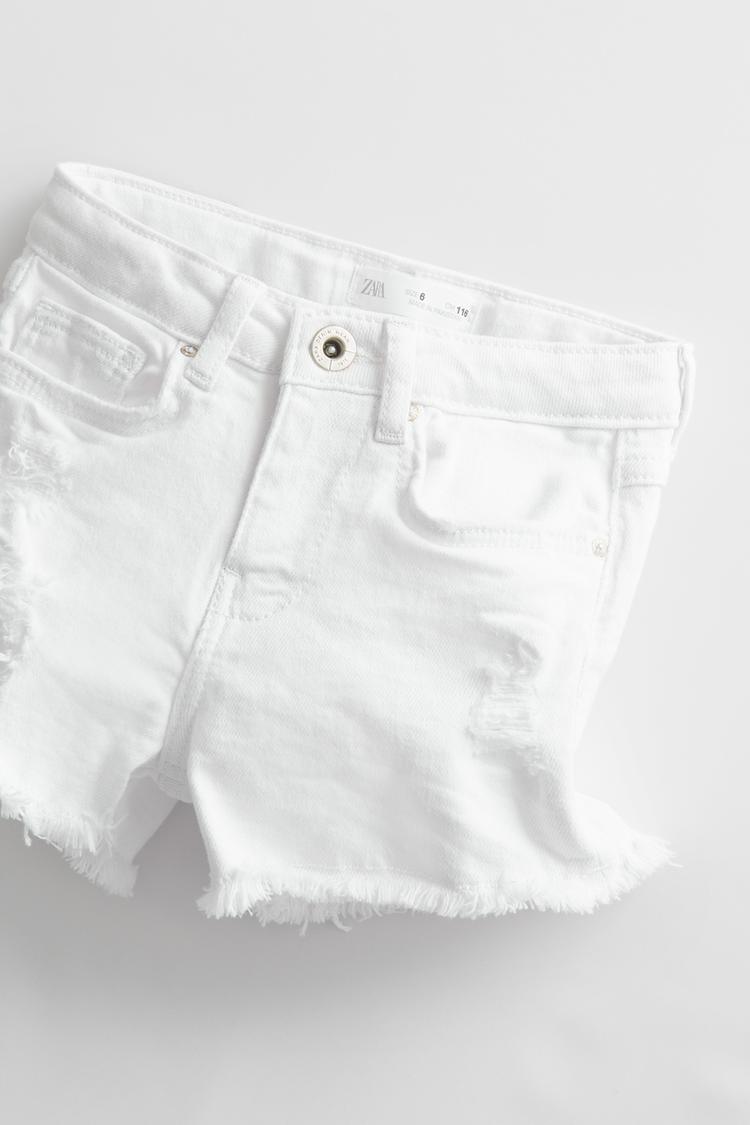 zara white denim shorts