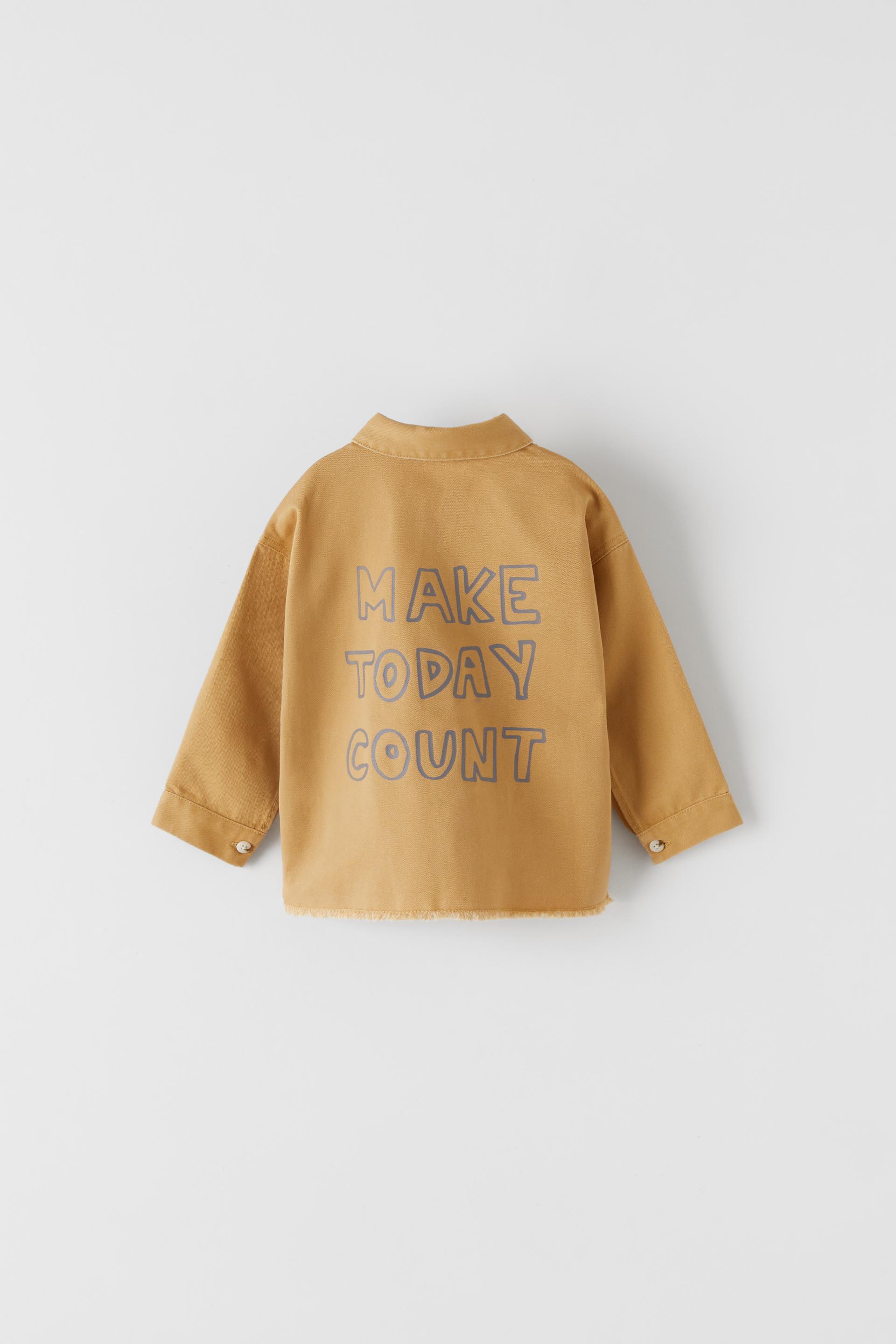 Twill Overshirt With Slogan Zara International