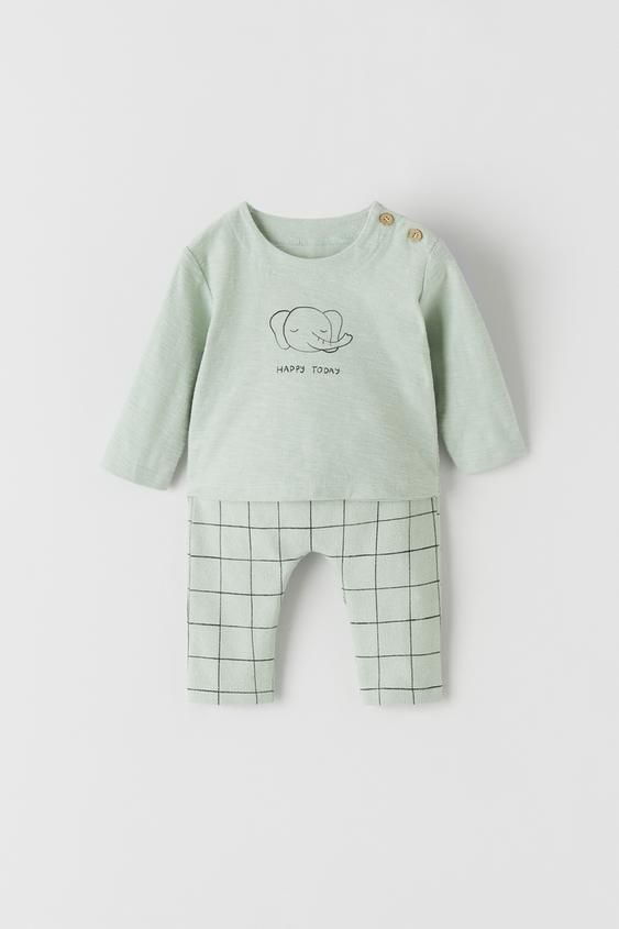 CHECK T-SHIRT AND LEGGINGS SET