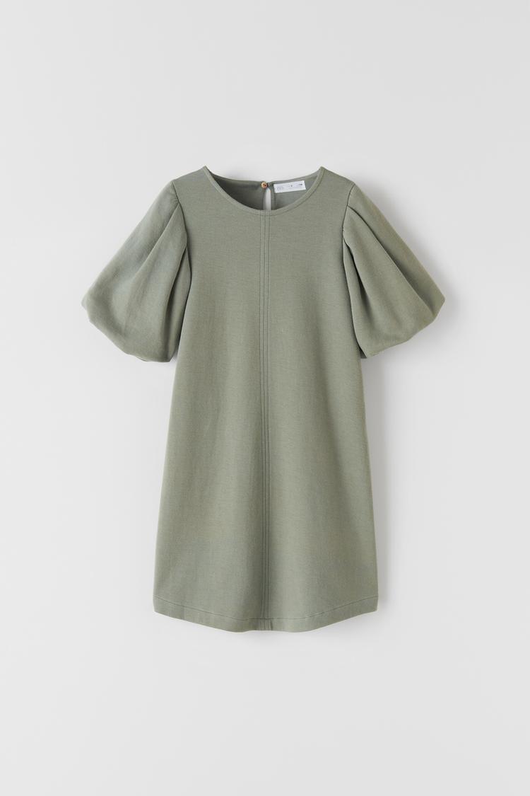 パフスリーブプラッシュジャージー地ワンピース Zara Japan 日本