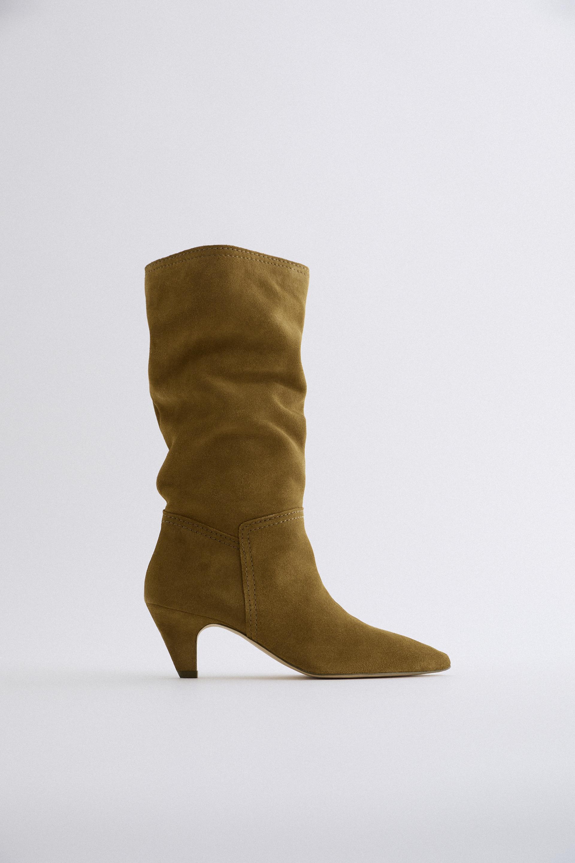 Split Suede High Heel Boots Zara United Kingdom