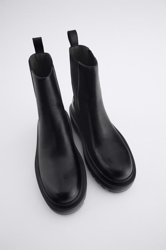 BOTTINES PLATES EN CUIR TRACK | ZARA Maroc / Morocco