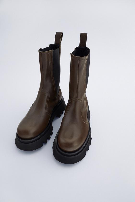 Flat Leather Ankle Boots With Track Soles Zara Spain - Flat Leather Ankle Boots With Track Sole Zara Flat Leather Ankle Boots With Track Soles Zara Spain - Flat Leather Ankle Boots With Track Sole Zara