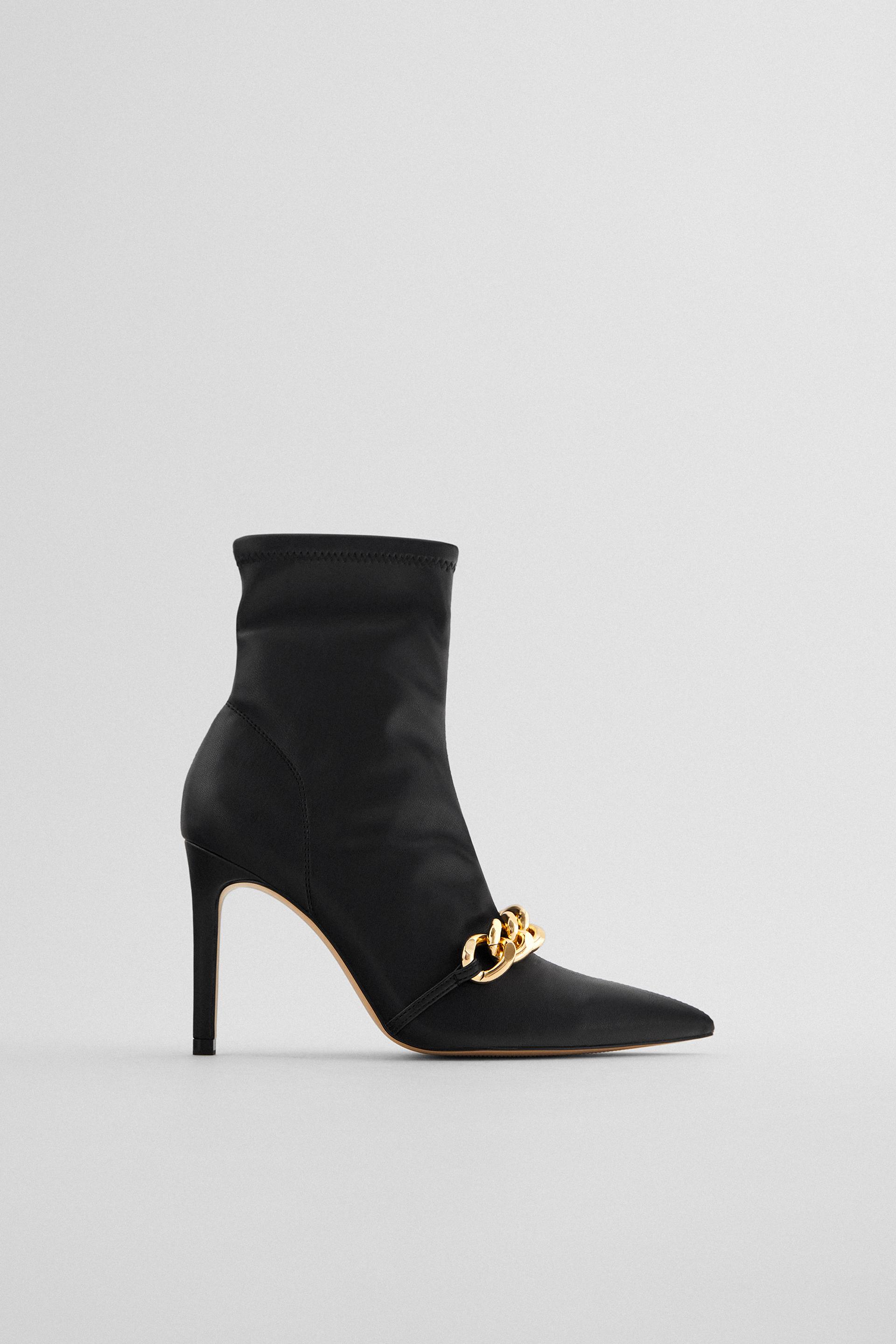 High Heel Ankle Boots With Chain Zara United Kingdom
