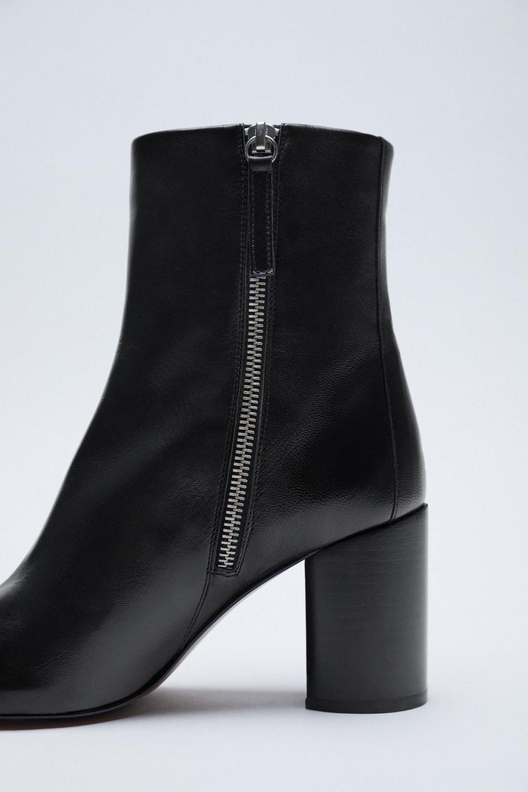 zara leather high heel ankle boots