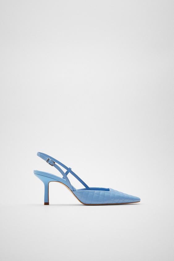 QUILTED LEATHER HEELED SLINGBACK SHOES