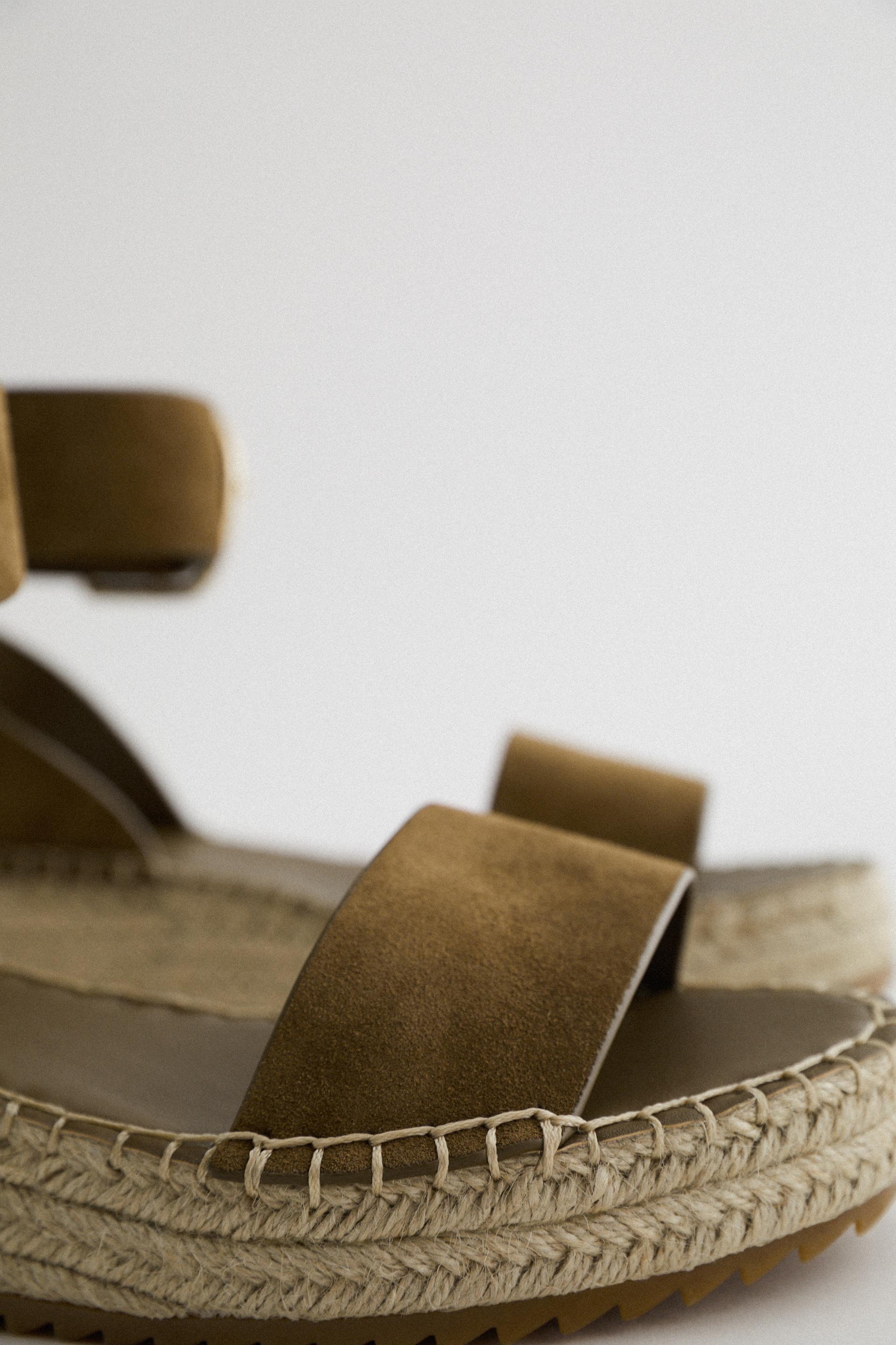 Leather Mini Wedges With Ankle Strap Zara Indonesia