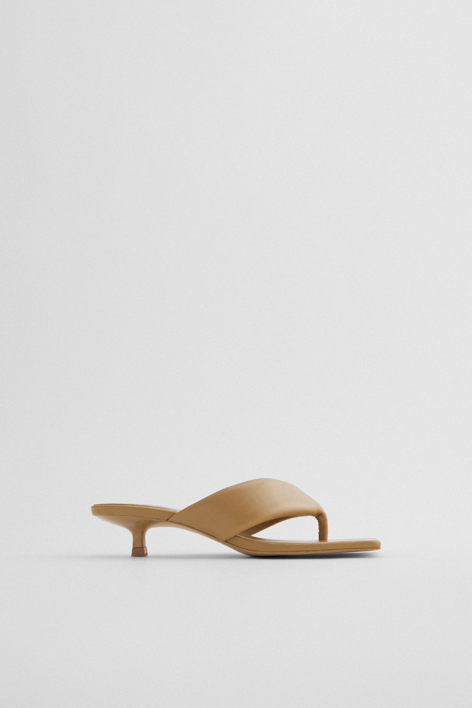 Kisa Sivri Topuklu Deri Kapitone Sandalet Zara Turkiye Turkey