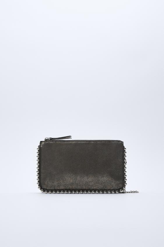 Borsa A Tracolla Nera Borchie Zara Italia Italy