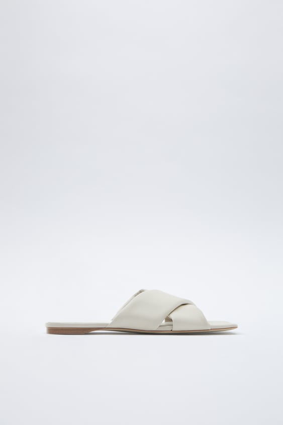 PADDED FLAT LEATHER SANDALS