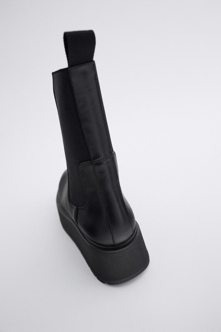 Flat Leather Platform Ankle Boots Zara United Kingdom
