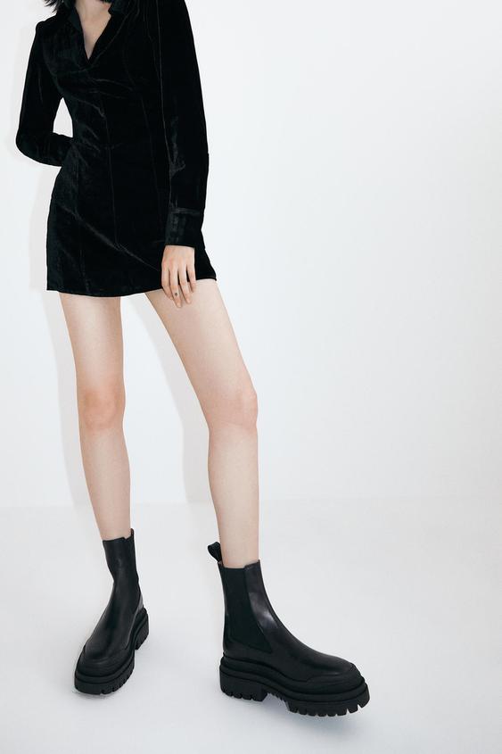 zara flat leather ankle boots