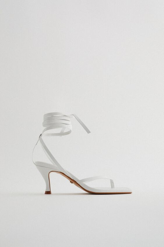 LEATHER HIGH-HEEL SANDALS WITH SQUARE TOES