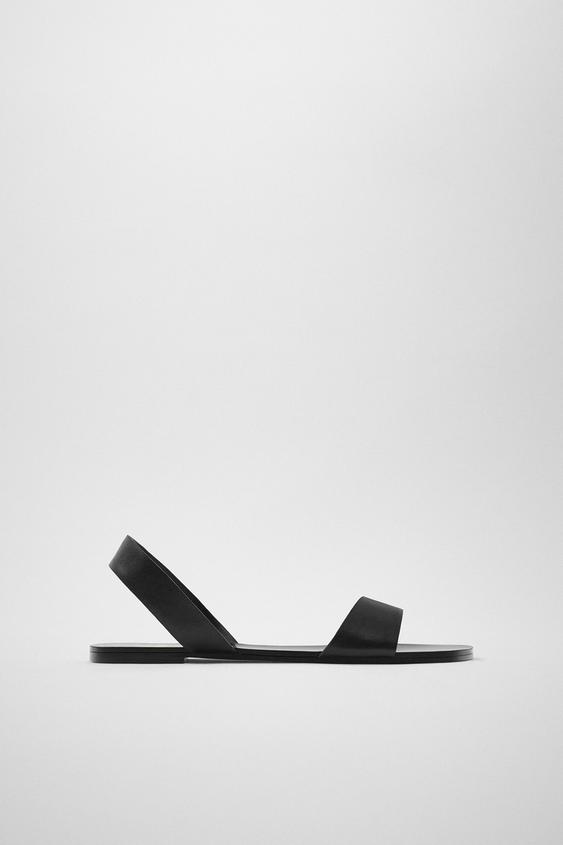 LEATHER FLAT SLINGBACK SANDALS