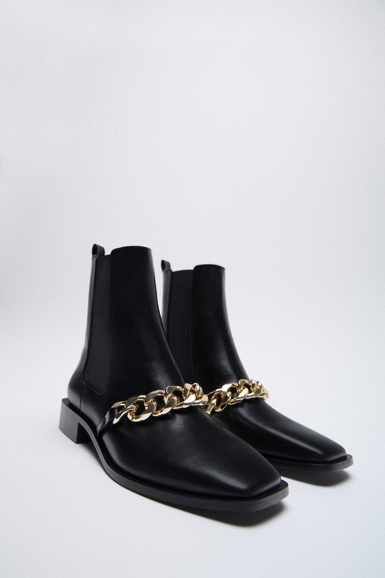 Flat Ankle Boots With Chain Zara United Kingdom