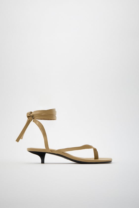 STRAPPY LEATHER SANDALS WITH KITTEN HEEL TRF