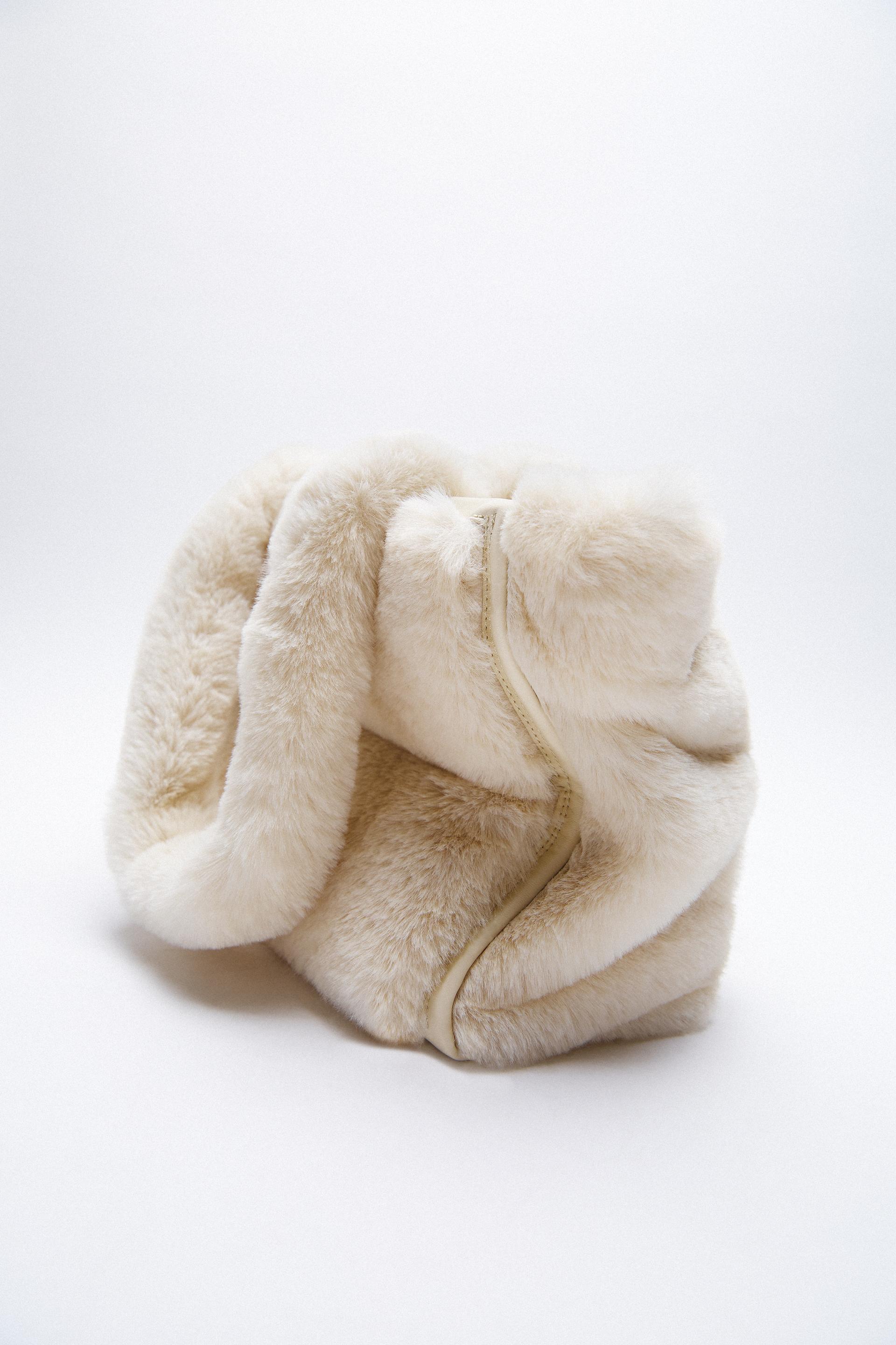 Zara faux fur maxi tote bag Clearance