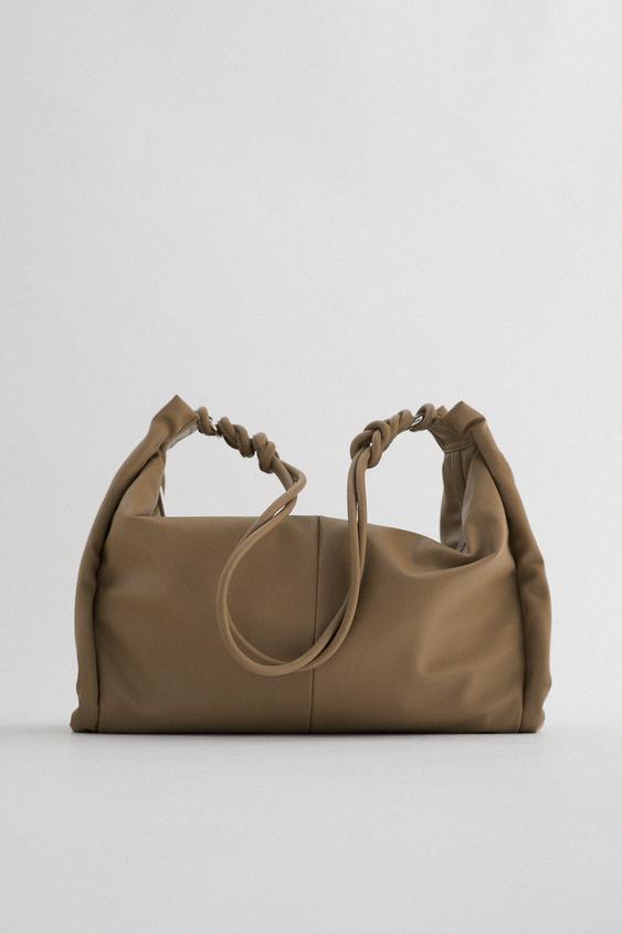 TOTE BAG WITH GATHERED SIDE DETAIL