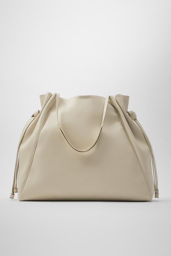 GATHERED TOTE BAG WITH SIDE KNOT DETAIL