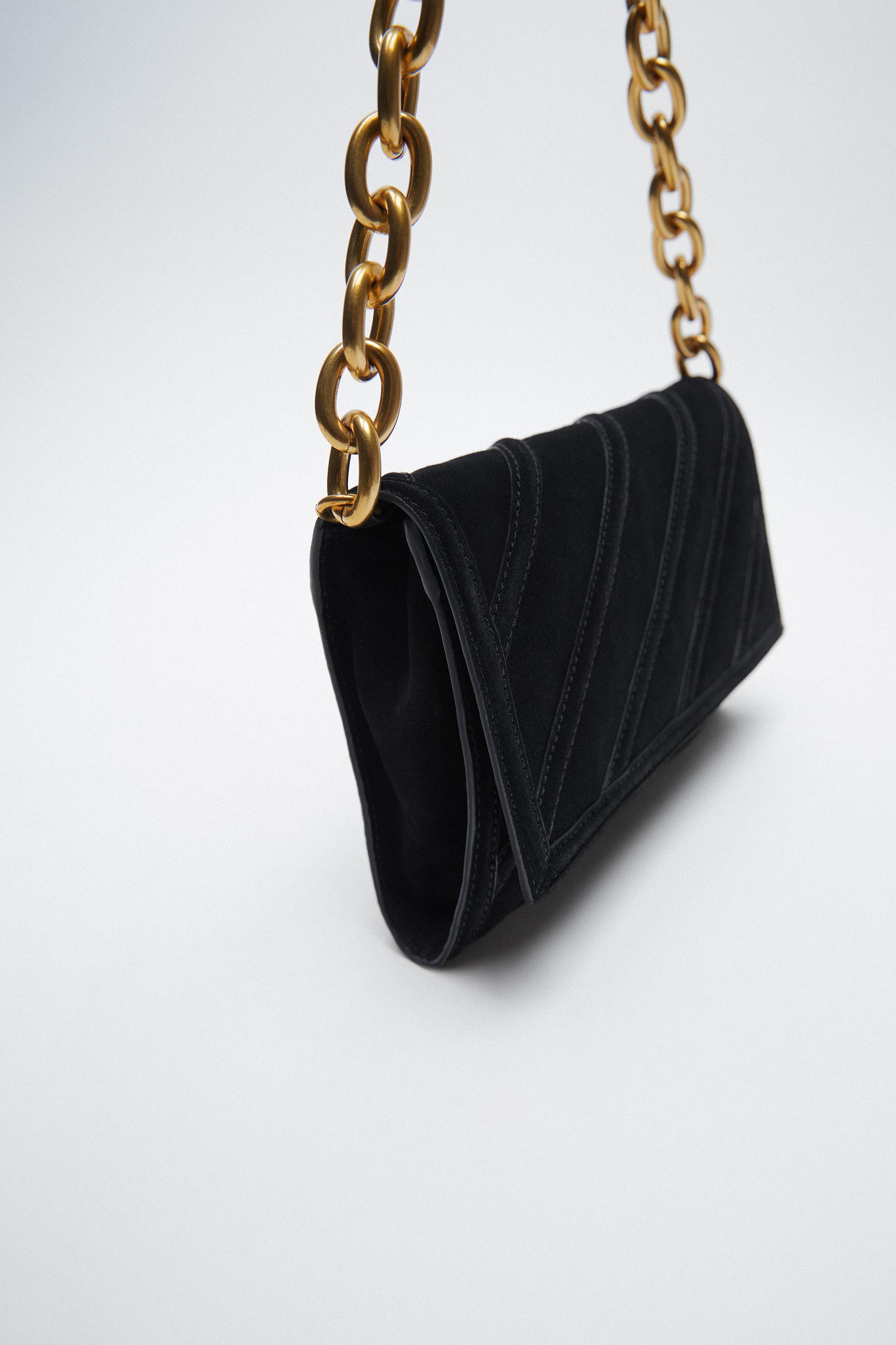 zara split suede crossbody bolsa