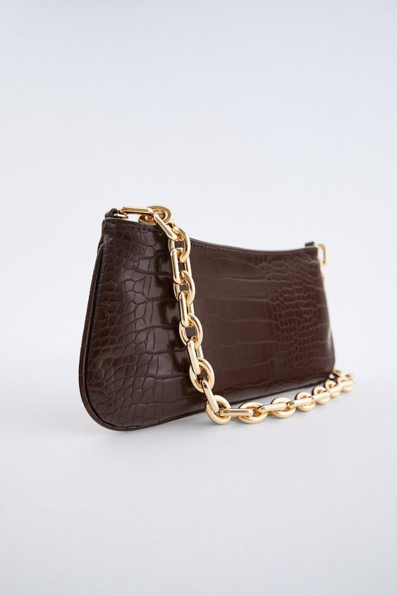Animal Print Shoulder Bag With Chain Brown Zara Australia Animal Print Shoulder Bag With Chain Brown Zara Australia