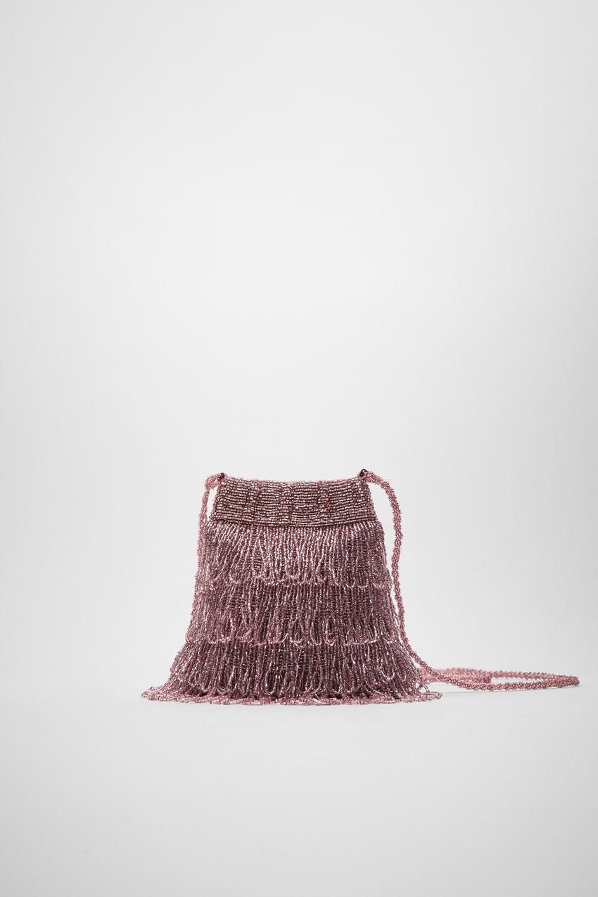 BOLSO SACA ABALORIOS FLECOS de Zara