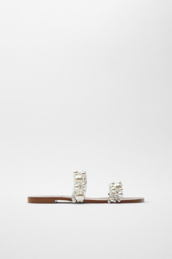zara sandals with pearls