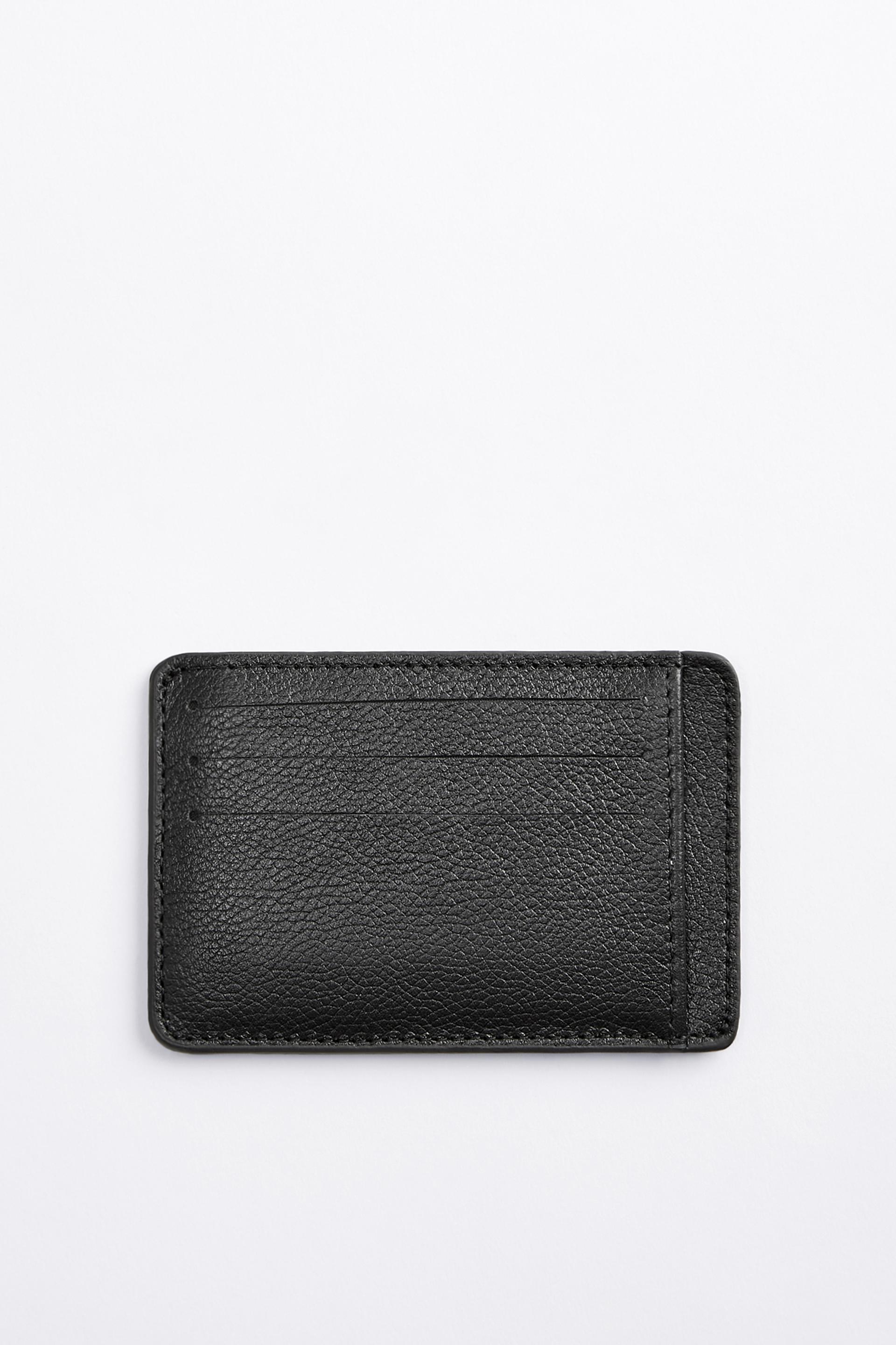 Black Leather Card Holder Zara United States