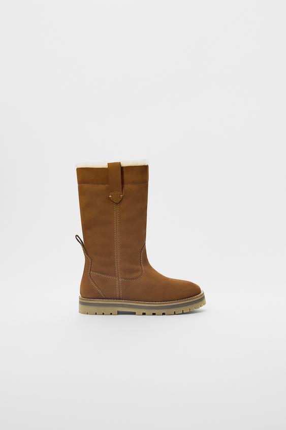LINED LEATHER BOOTS WITH TRACK SOLES