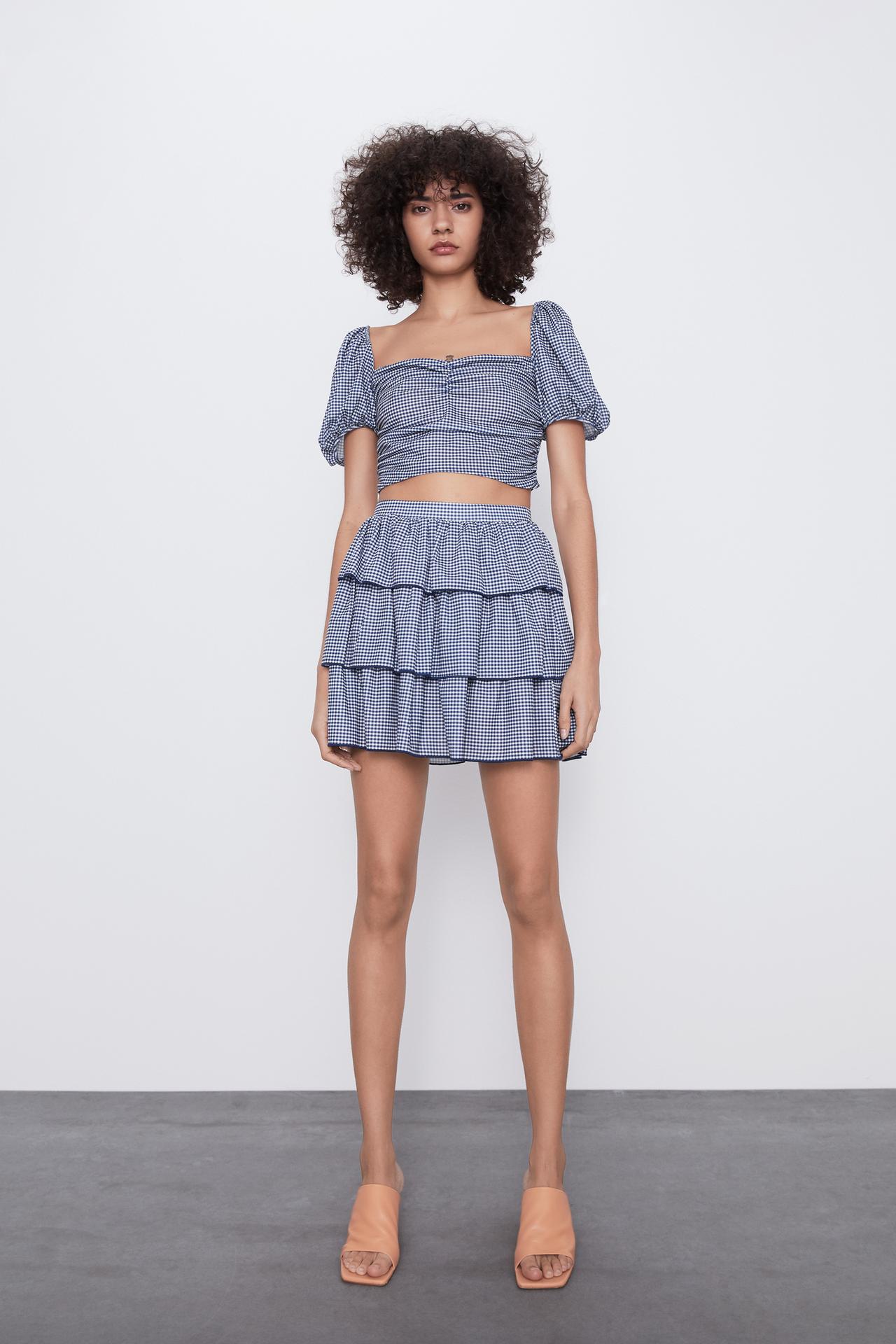 Image 1 of GINGHAM CHECK MINI SKIRT from Zara