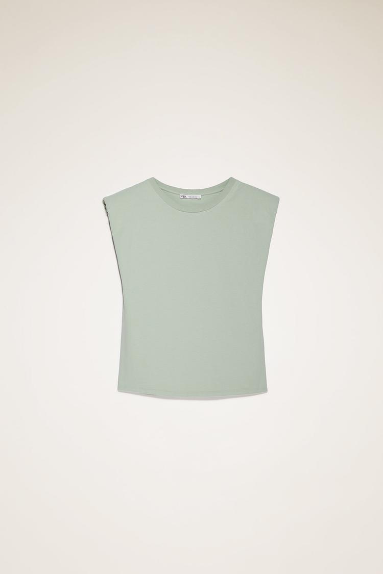 The Custom Color Collection T Shirt With Shoulder Pads Zara Turkey