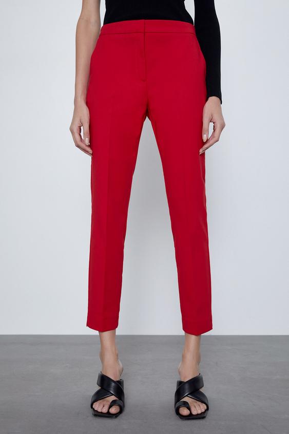 Pantalones Rojos De Mujer Zara Espana
