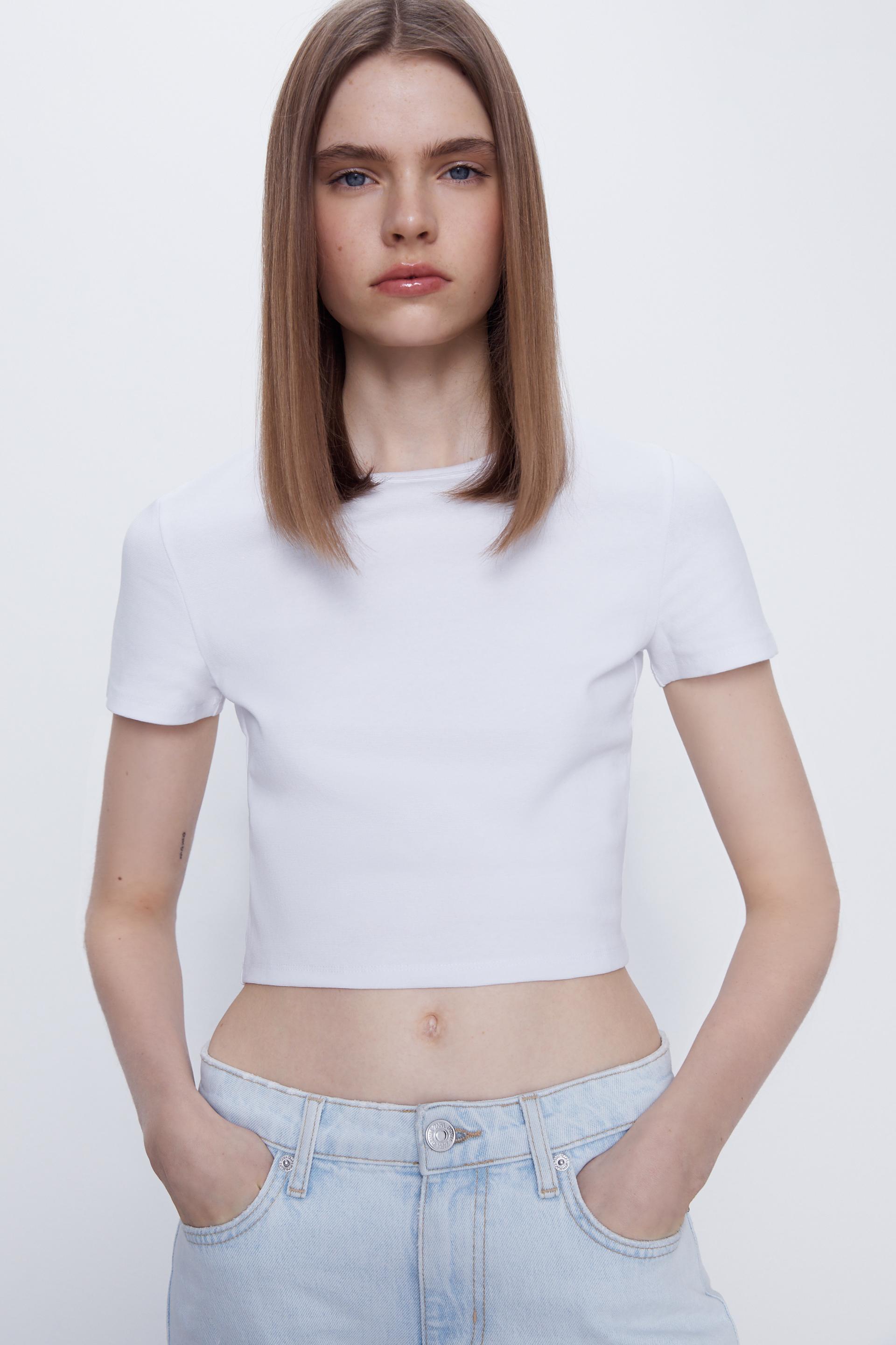 Cropped T Shirt Trf Zara Indonesia