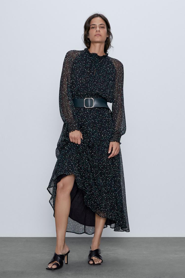 Midi Jurk Met Ceintuur Zara Nederland
