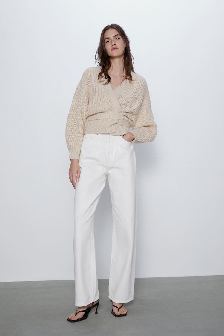 Image 1 of CROPPED CARDIGAN WITH BELT from Zara