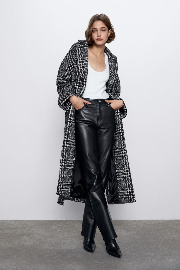 Image 1 of CHECK COAT WITH BELT from Zara