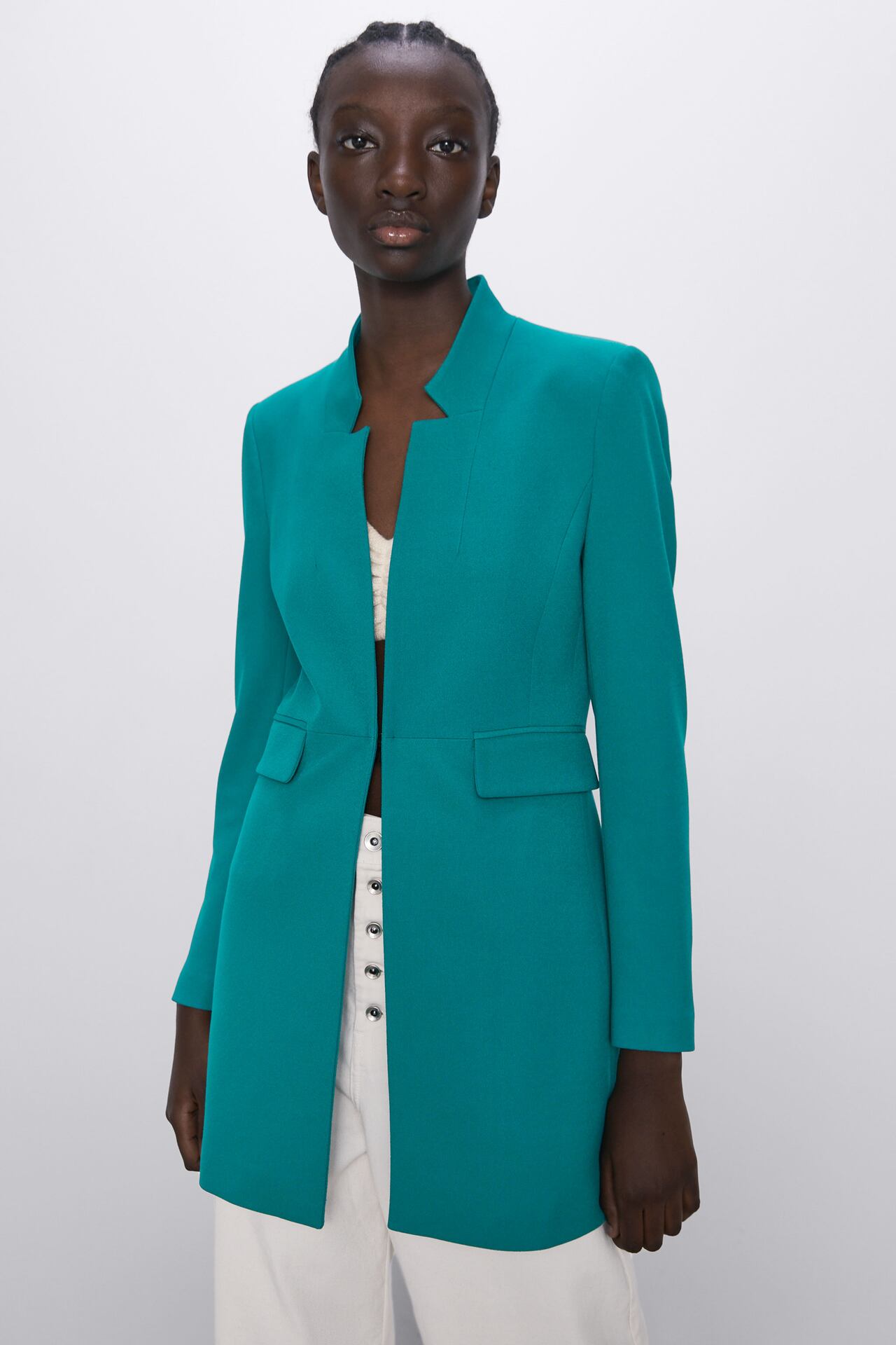 Image 2 of INVERTED LAPEL COLLAR FROCK COAT from Zara
