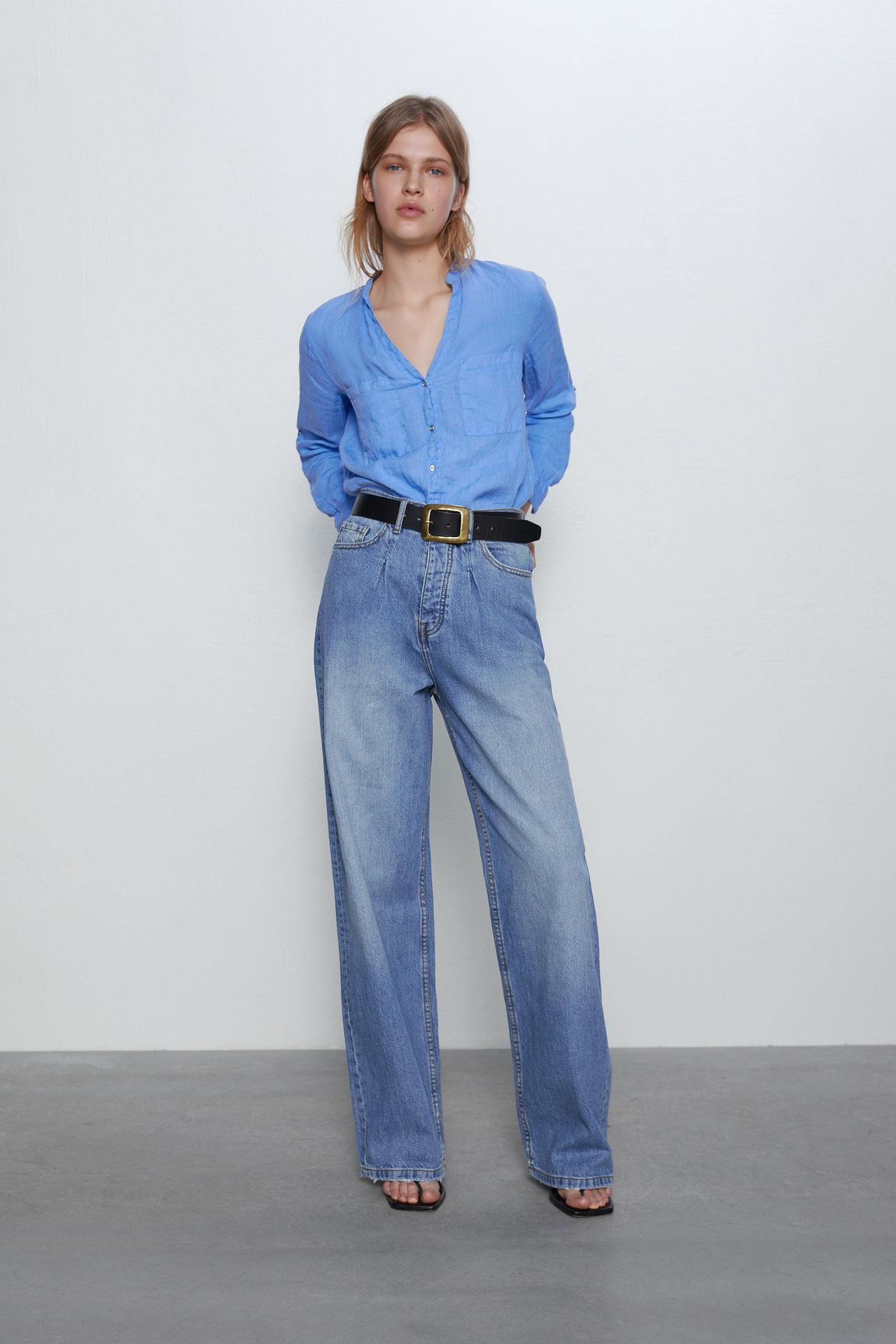 Image 1 of POCKET LINEN BLOUSE from Zara