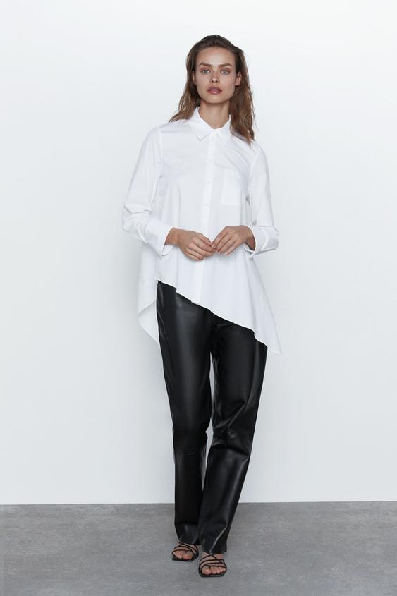 Image 1 of ASYMMETRIC POPLIN SHIRT from Zara