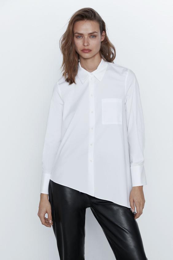 Image 2 of ASYMMETRIC POPLIN SHIRT from Zara