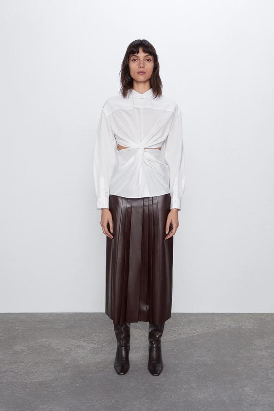 Poplin Shirt With Knot Zara Malaysia