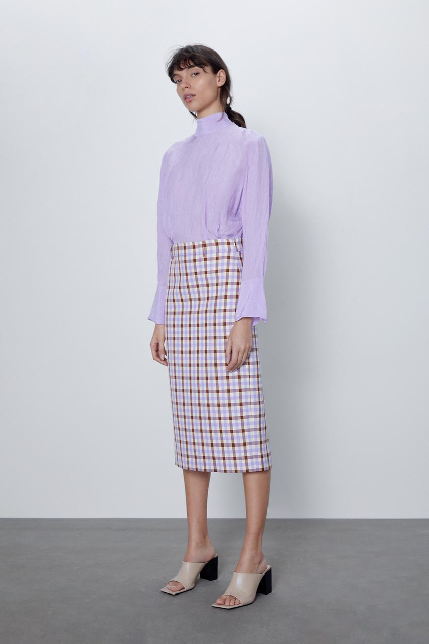 Image 1 of PLAID PENCIL SKIRT from Zara