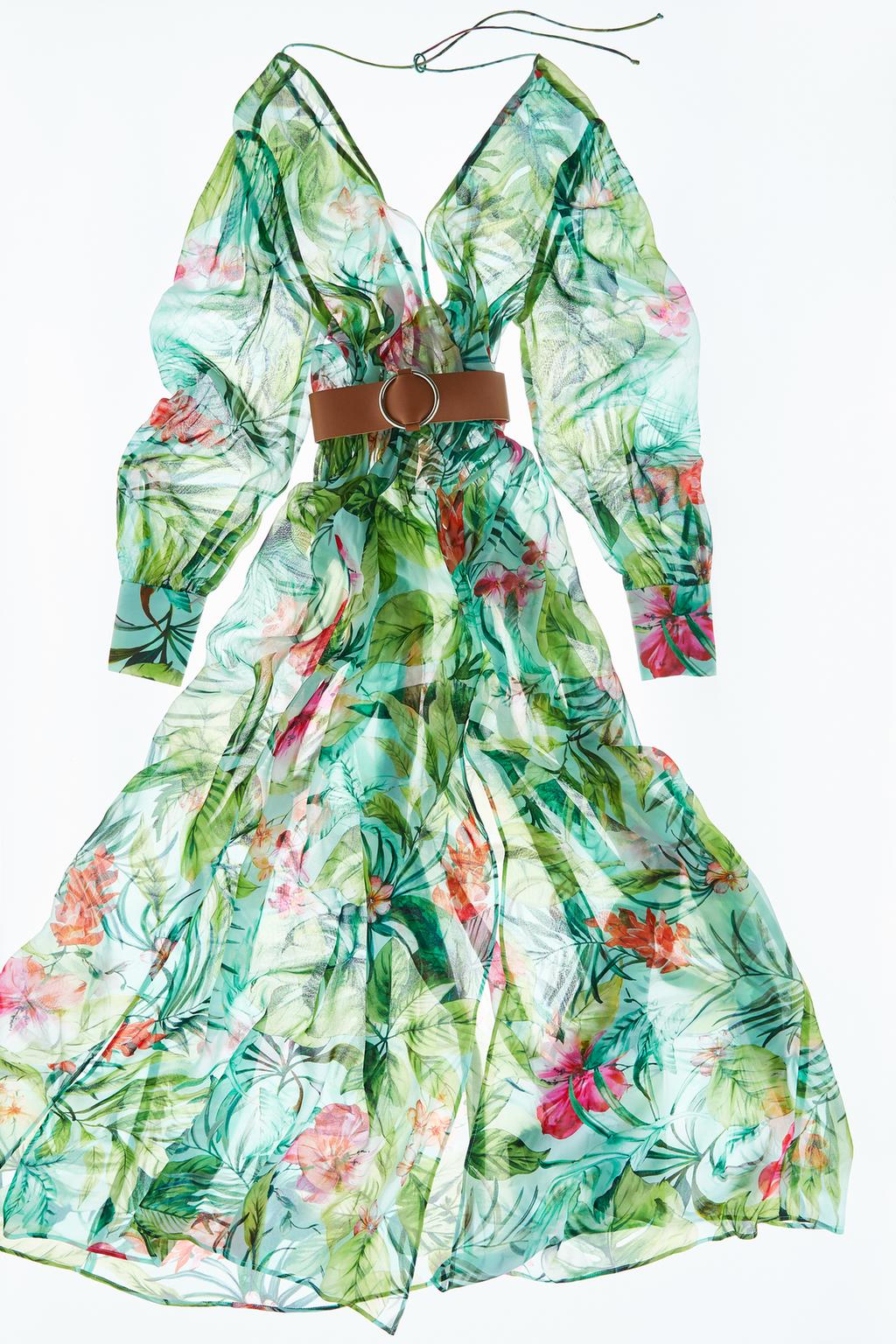 VESTIDO COM ESTAMPADO E COM CINTO