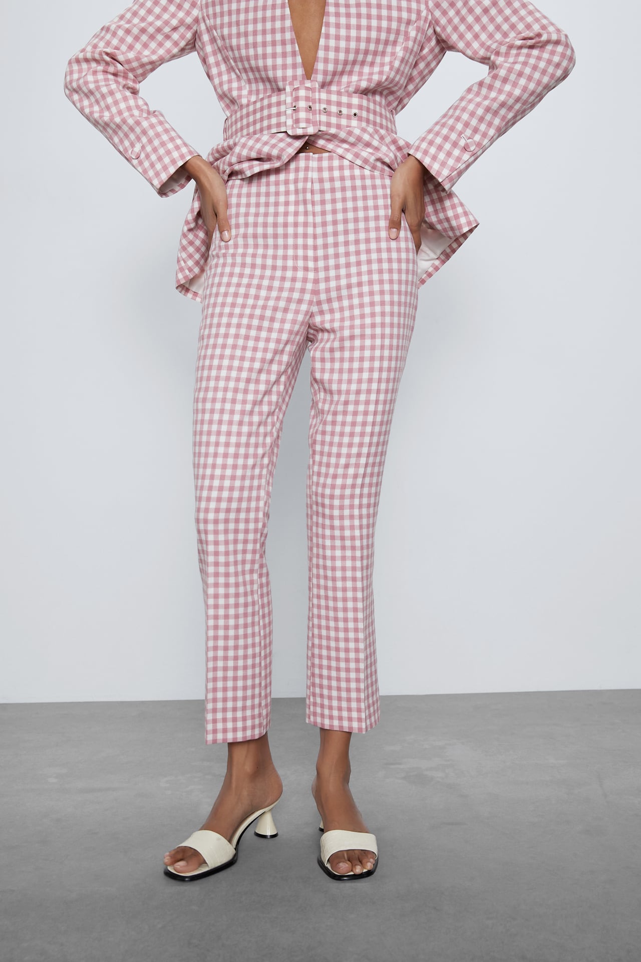 Image 2 of FLARED GINGHAM TROUSERS from Zara