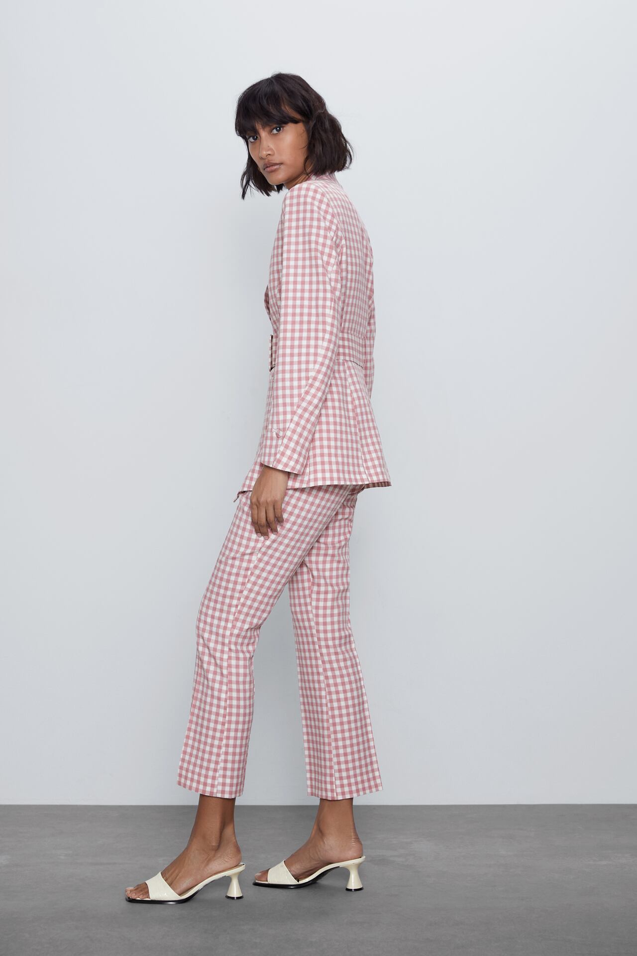 Image 3 of FLARED GINGHAM TROUSERS from Zara