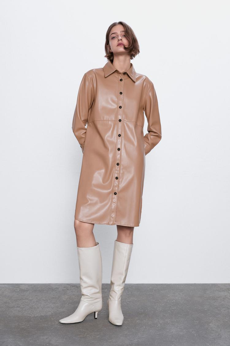 Image 1 of LONG FAUX LEATHER SHIRT from Zara