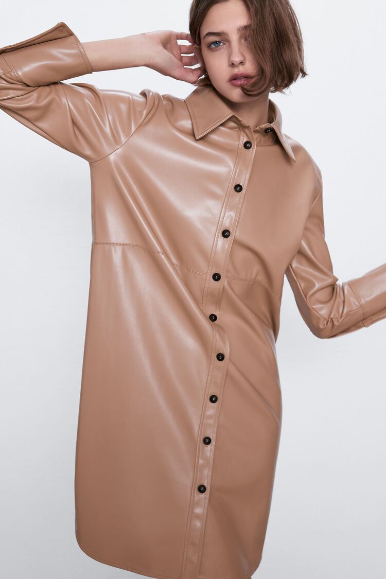 Image 2 of LONG FAUX LEATHER SHIRT from Zara