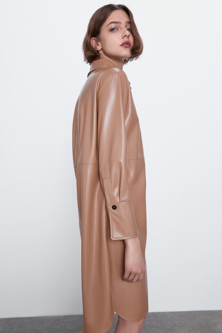 Image 3 of LONG FAUX LEATHER SHIRT from Zara