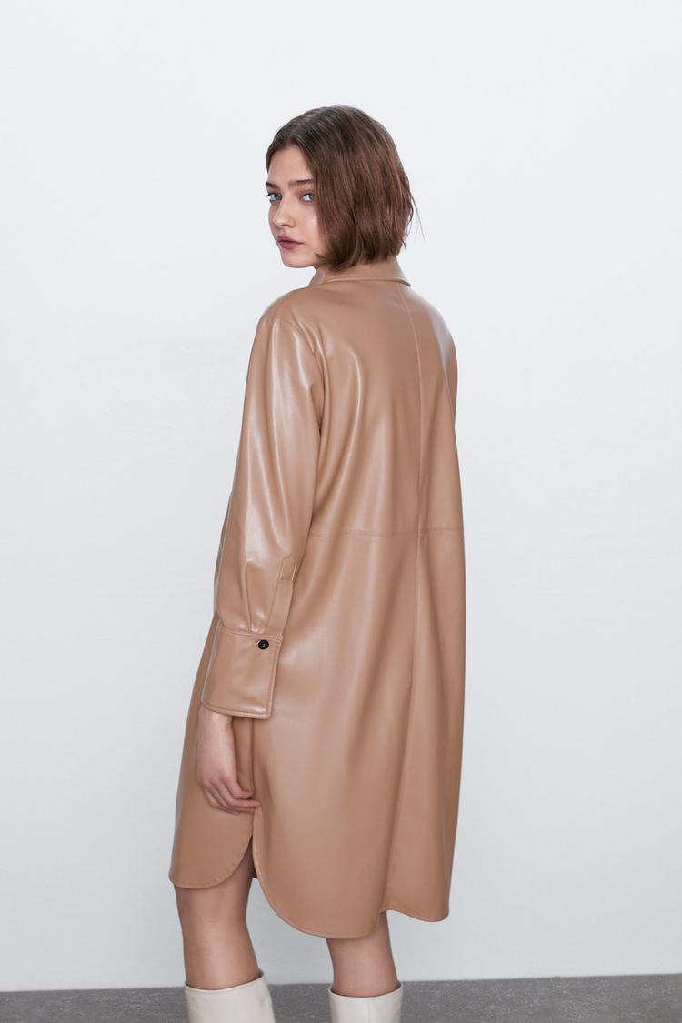 Image 4 of LONG FAUX LEATHER SHIRT from Zara