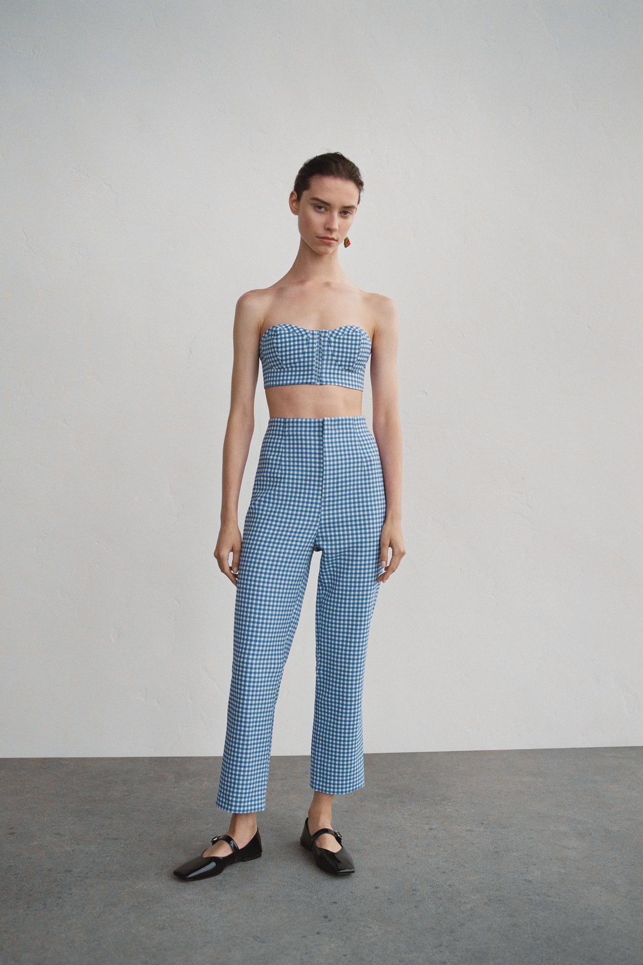 Image 1 of GINGHAM CROP TOP from Zara